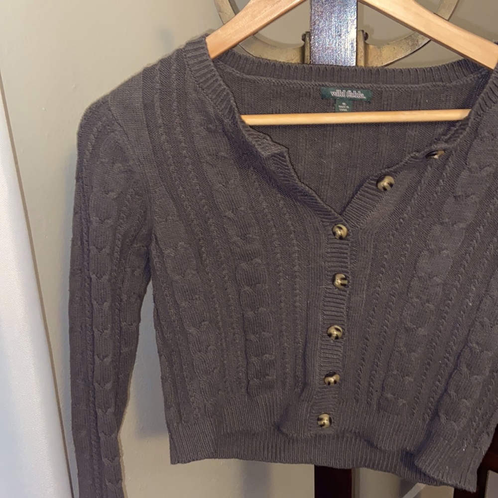 Dark Olive Green Button Up Sweater